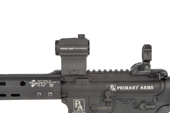 Primary Arms 1/3 co witness red dot mount attached to an Ar-15